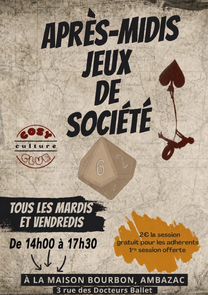 APRES-MIDIS JEUX DE SOCIETE COSY CULTURE CLUB
