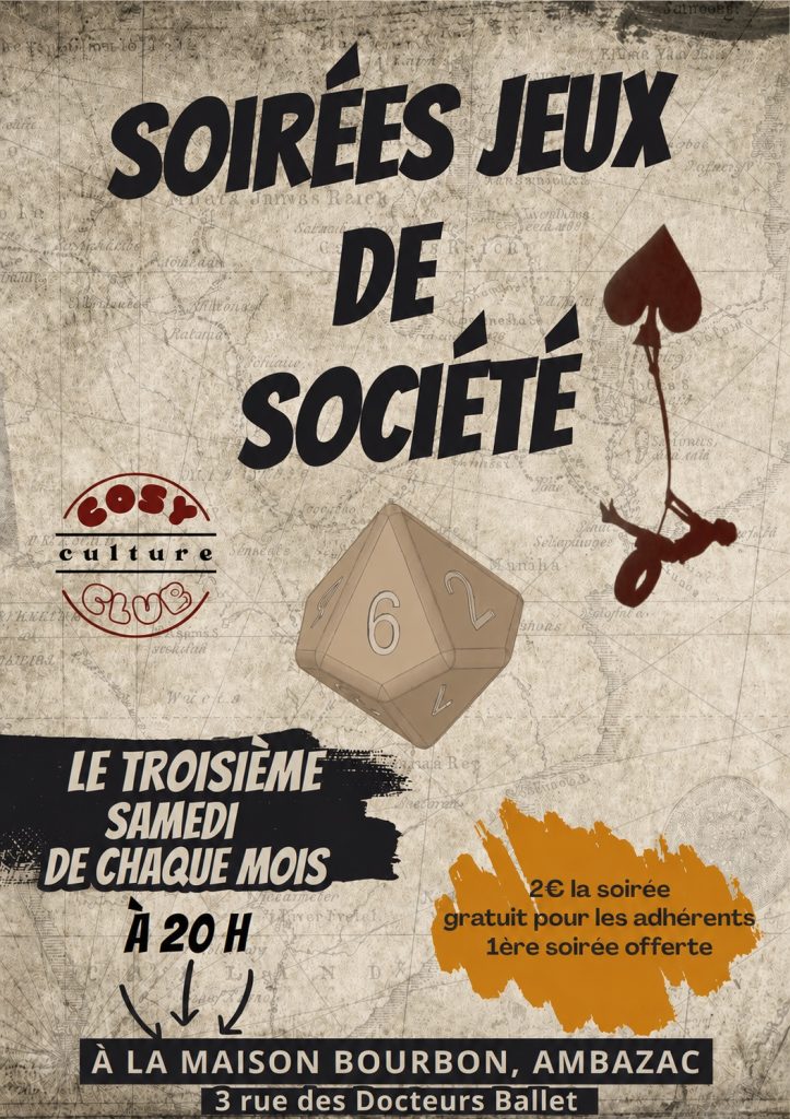 SOIREE JEUX COSY CULTURE CLUB